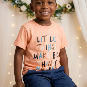 Conjunto Infantil Menino Frase Little Things Laranja    09847817   Tamanho 4