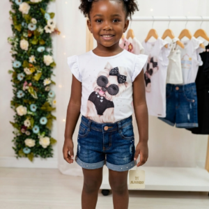 BLUSA MC FEM INF ESTAMPA BRILHO 46586  TAMANHO 10