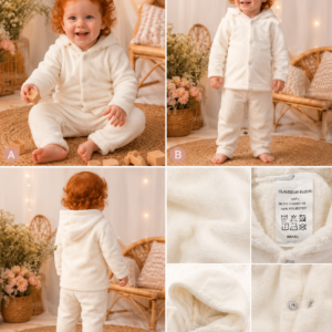 Conjunto Infantil Plush do claudecir  Off White com Capuz TAMANHO 2