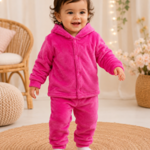 Conjunto Infantil Plush do claudecir  Rosa com Capuz TAMANHO 1