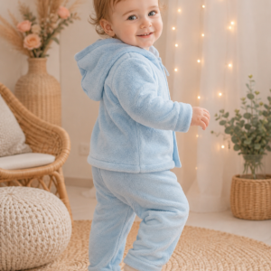 Conjunto Infantil Plush do claudecir  Azul claro  com Capuz TAMANHO 1