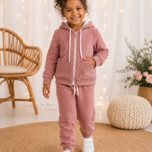 Conjunto Infantil Rita Barreto  6600 Rosa Queimado com Capuz Tam. 4 anos