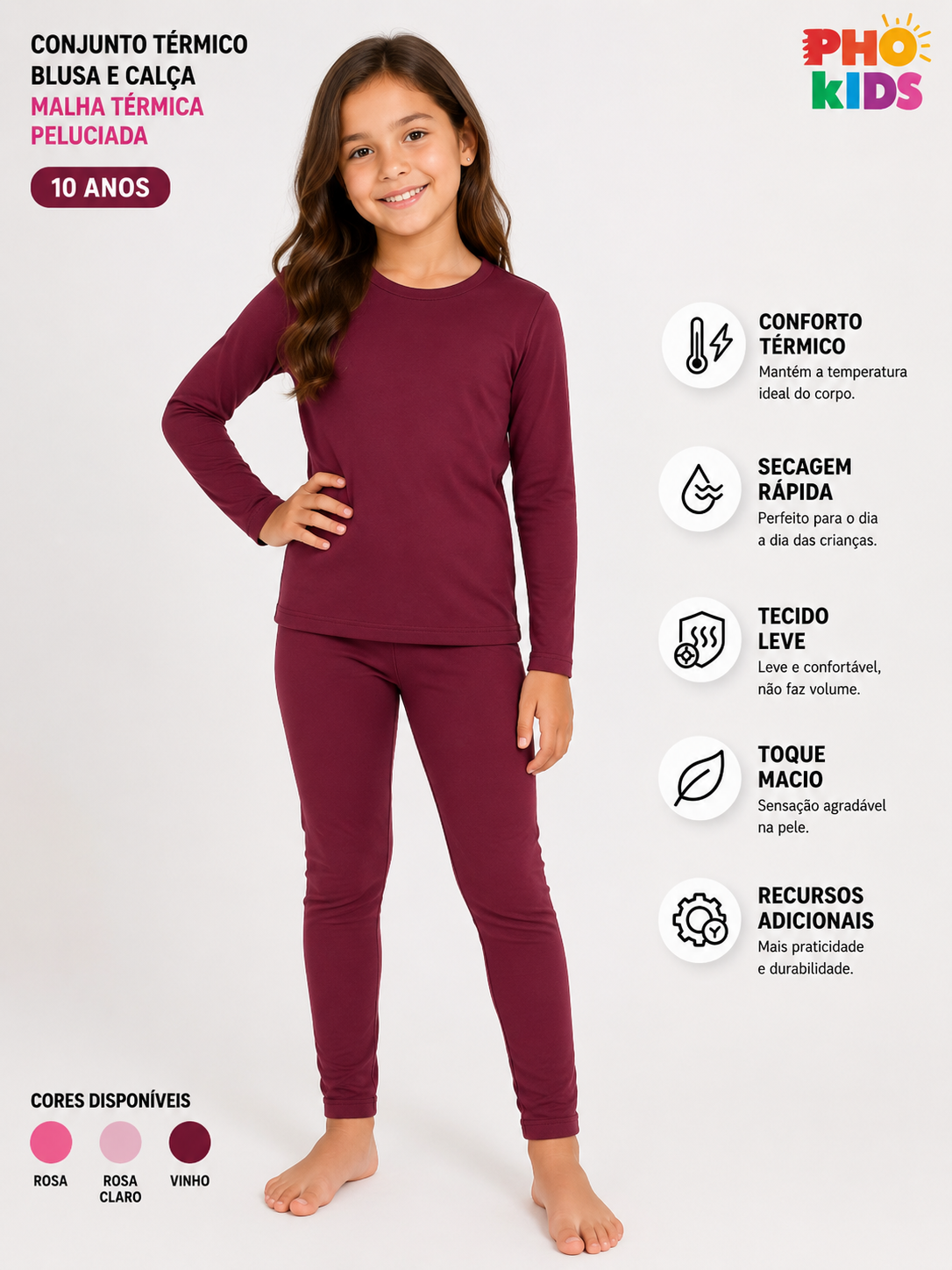 CONJUNTO TERMICO BLUSA E CALCA 30840J PHO Kids 30840J 10 anos