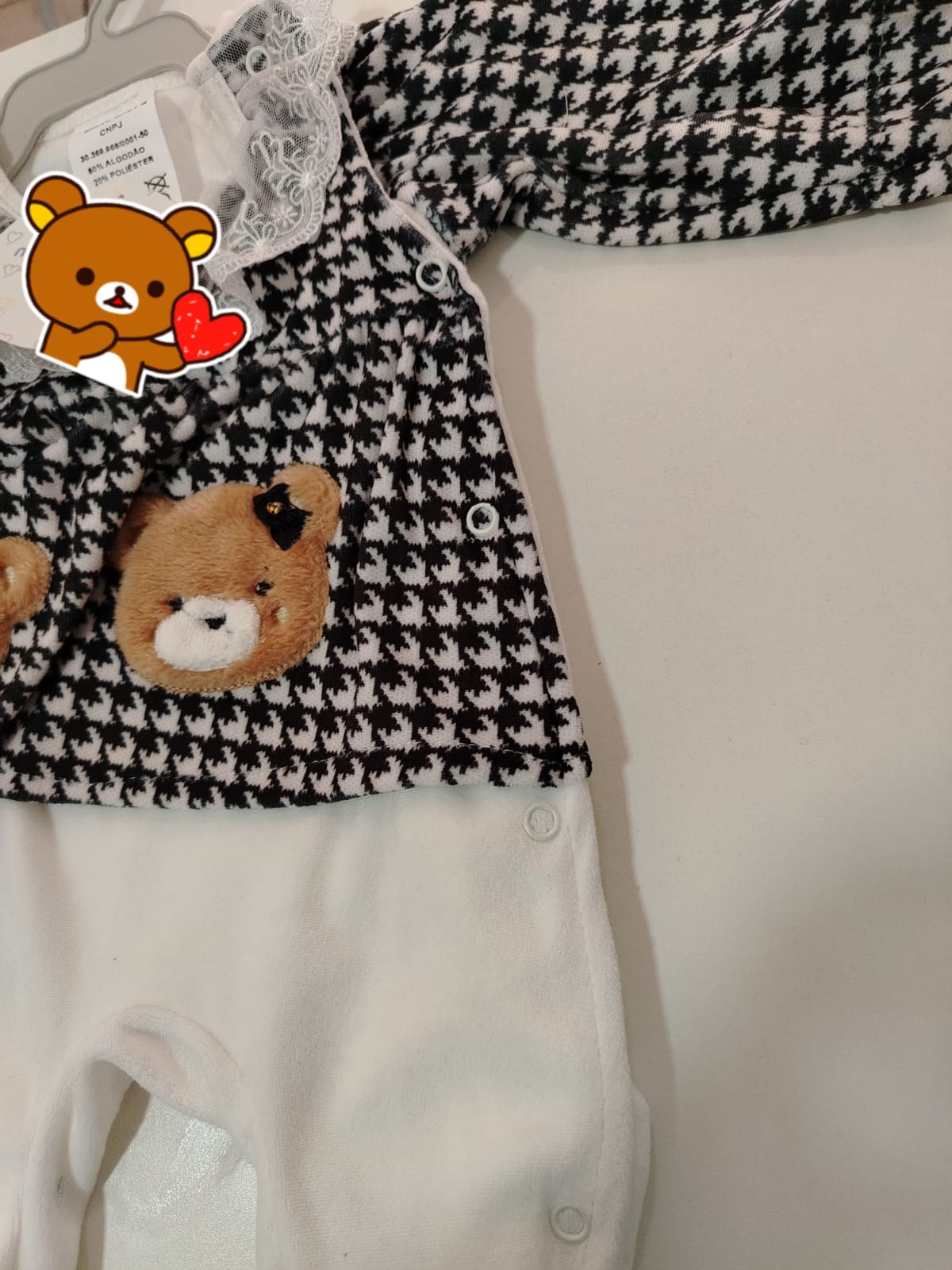 Macacão Bebê Menina Ursinhas com Renda TAMANHO RN - Imagem 3