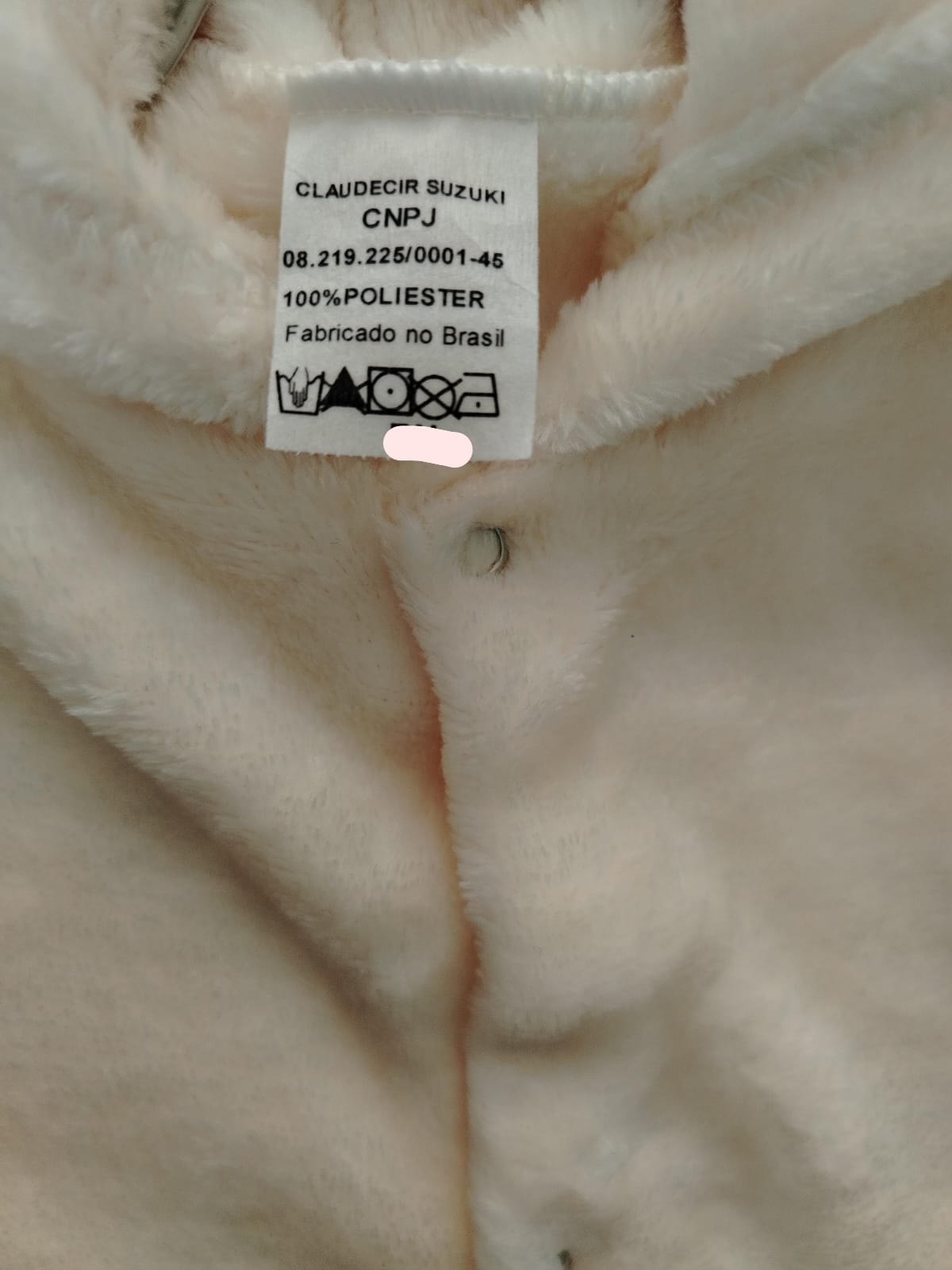 Macacão Plush Bebê com Capuz Cor:Off White;Tamanho:G - Imagem 4