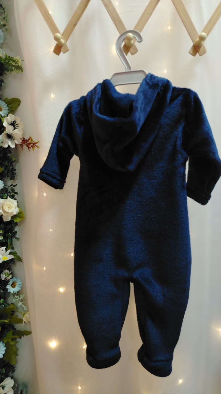 Macacão Plush Bebê com Capuz Cor:Azul Marinho;Tamanho:m - Imagem 3