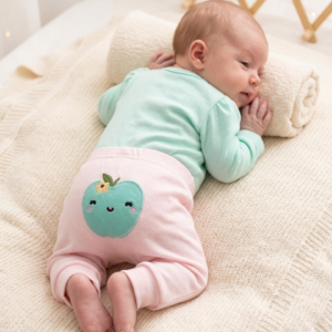 Conjunto Bebê Estilinho Body Manga Longa Verde Maçã e Mijão Rosa com Bordado no Bumbum 100% Algodão Tamanho RN