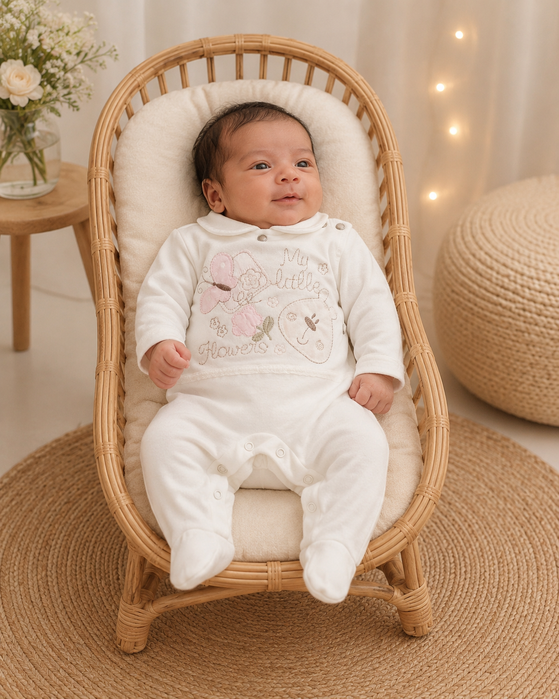Macacão Bebê Off White Little Flowers 700 Tamanho RN