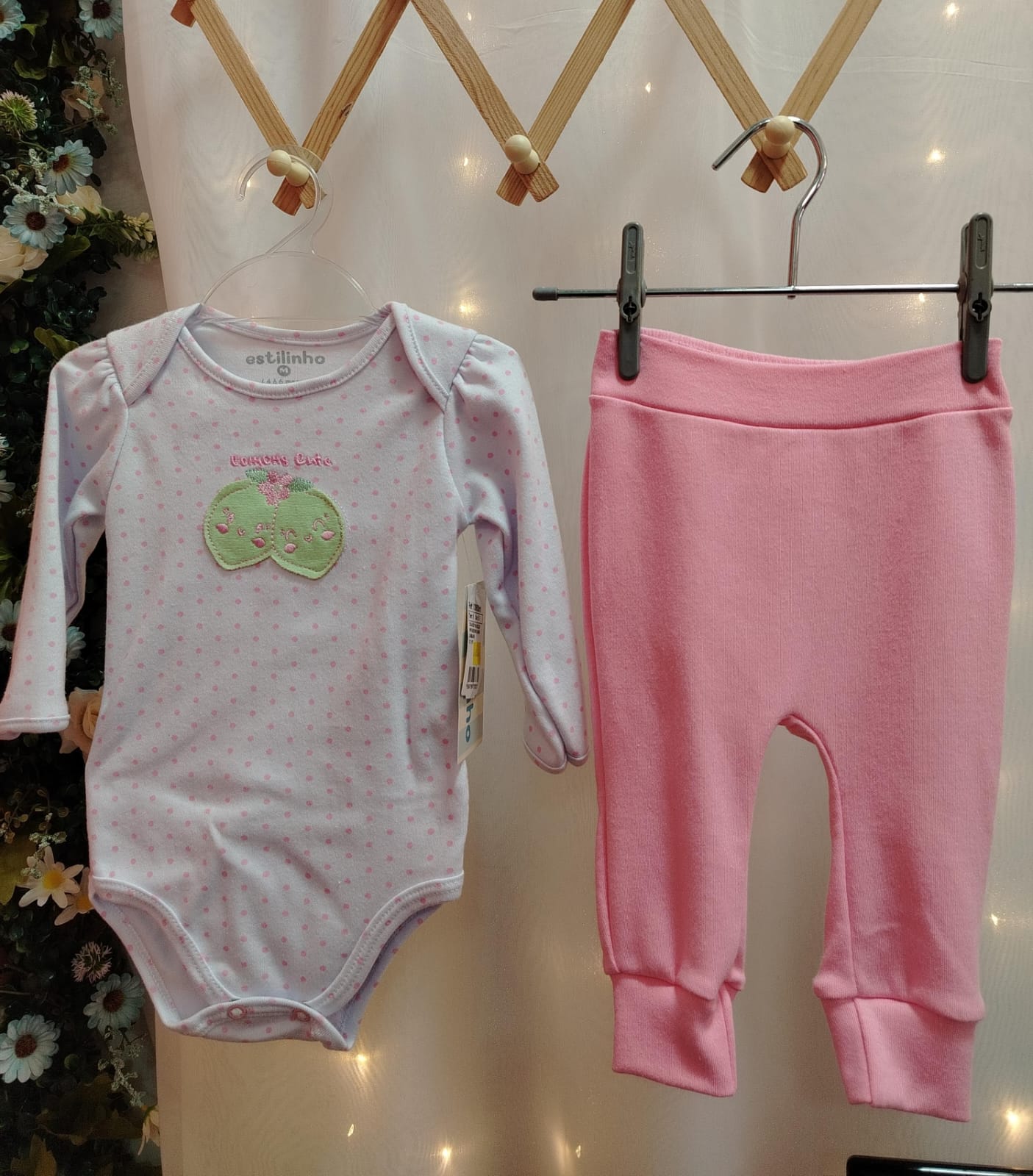 Conjunto Body 0306081 Longa Bordado Limão e Calça-Tamanho M - Imagem 2