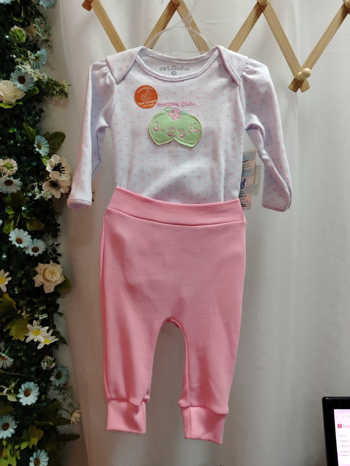 Conjunto Body 0306081 Longa Bordado Limão e Calça-Tamanho M - Imagem 3