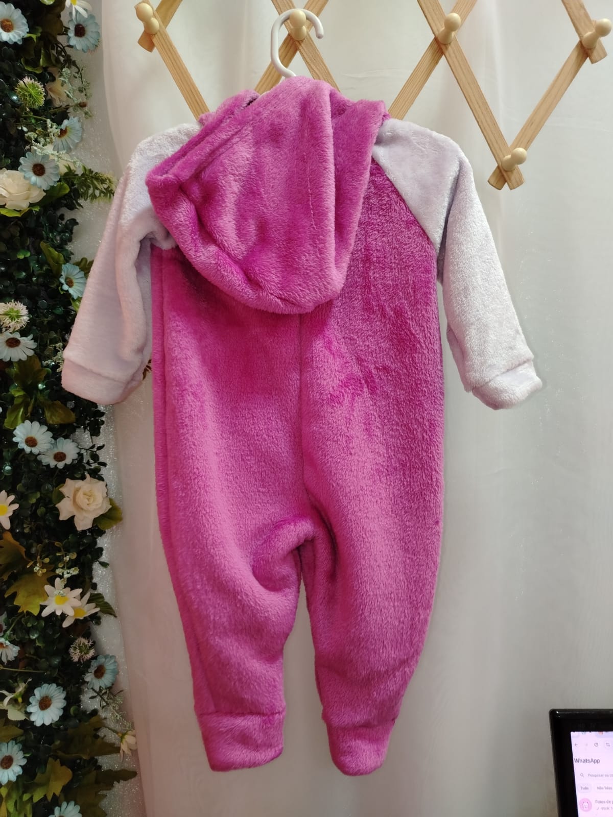 Macaquinho Soft Plush Capuz Rosa Pink 25201 tamanho P - Imagem 2