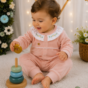 Macacão Bebê Soft Rosa com Gola Bordada -   6960 Tamanho M