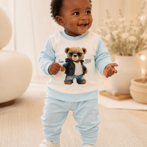 Conjunto Peluciado Soft Azul Urso Bear Ref 6582 P - Tamanho P
