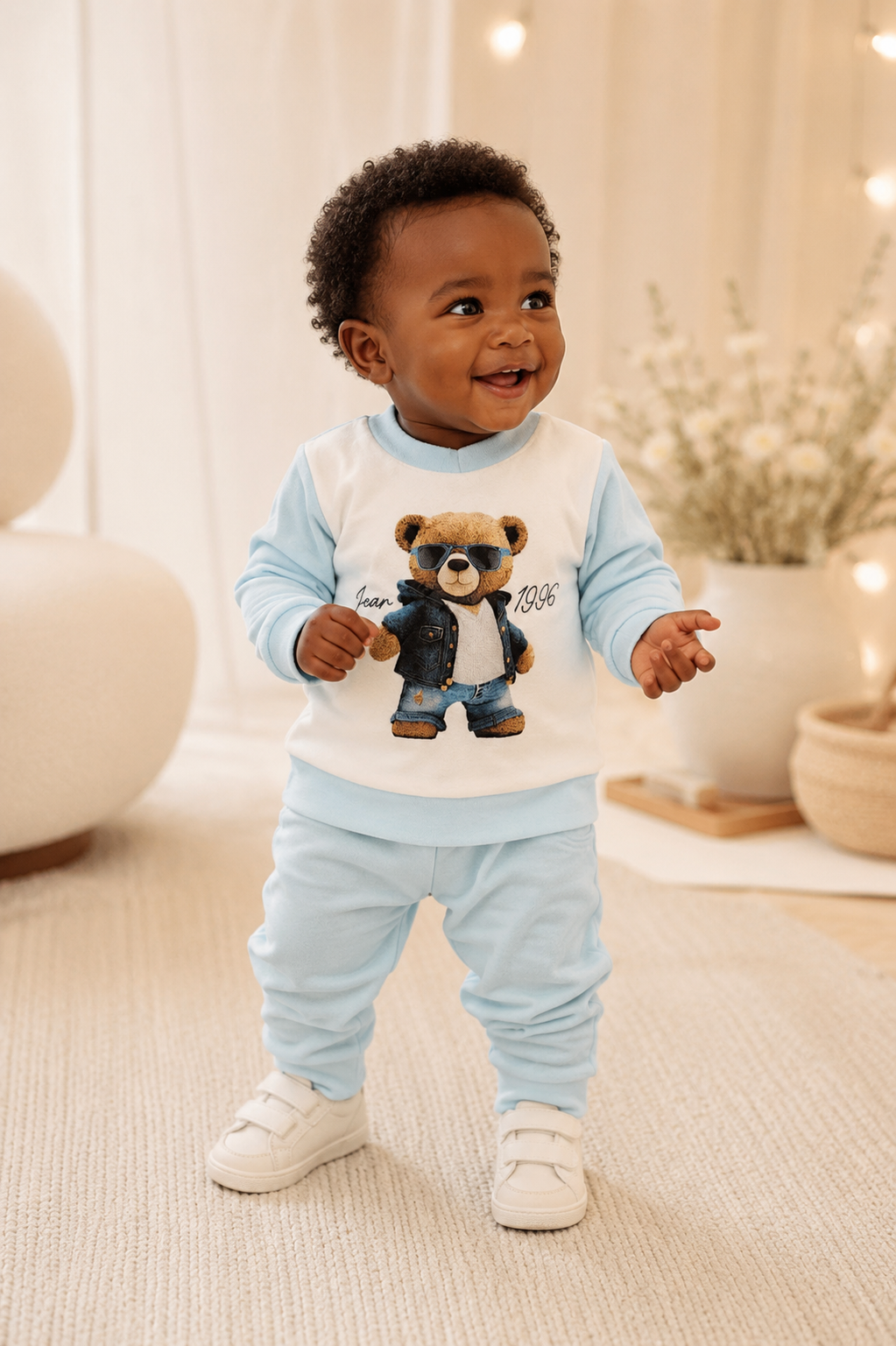 Conjunto Peluciado Soft Azul Urso Bear Ref 6582 P - Tamanho P