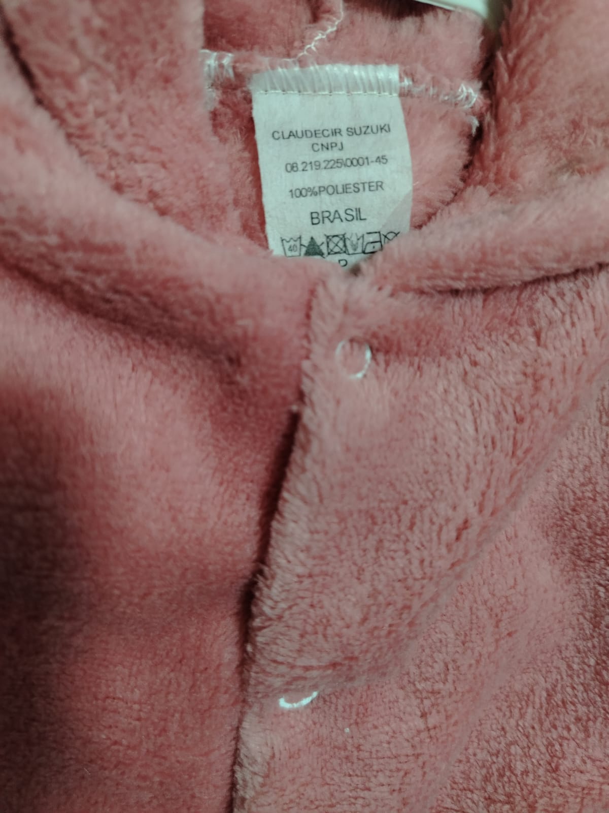 Macacão Plush Bebê com Capuz Cor:Rosa Telha;Tamanho:M ( pode ter diferença de tonalidade) - Imagem 4