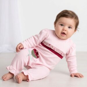 Macacão Longo de Bebê Sued Bordado Tulipa Rose  0201347 P