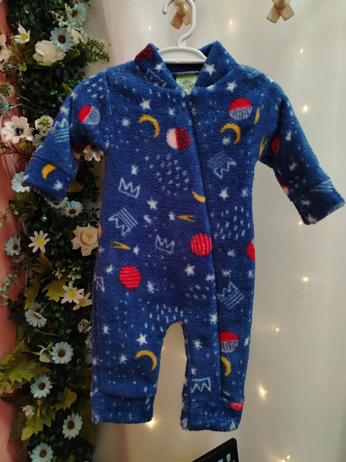 Macacão Fleece de Bebê Estampado Espaço Azul Jeito Inocente 2052 RN - Imagem 4