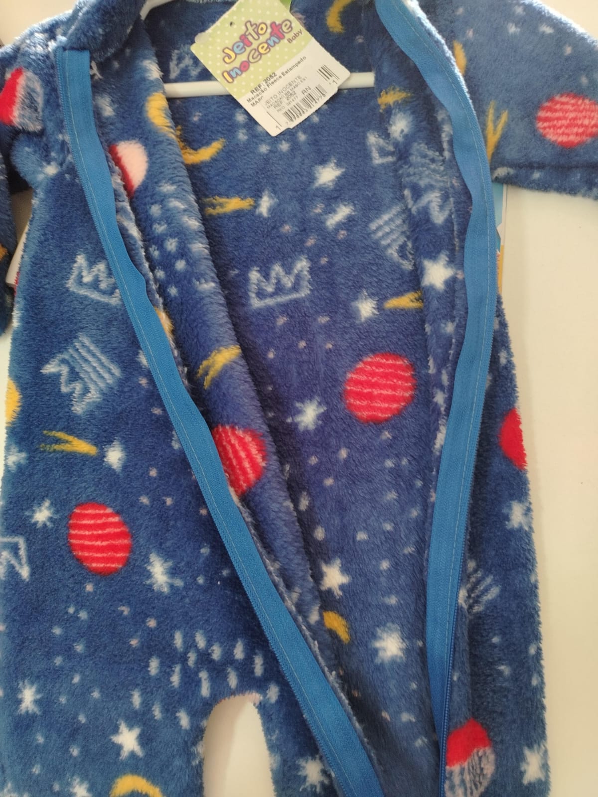 Macacão Fleece de Bebê Estampado Espaço Azul Jeito Inocente 2052 RN - Imagem 2