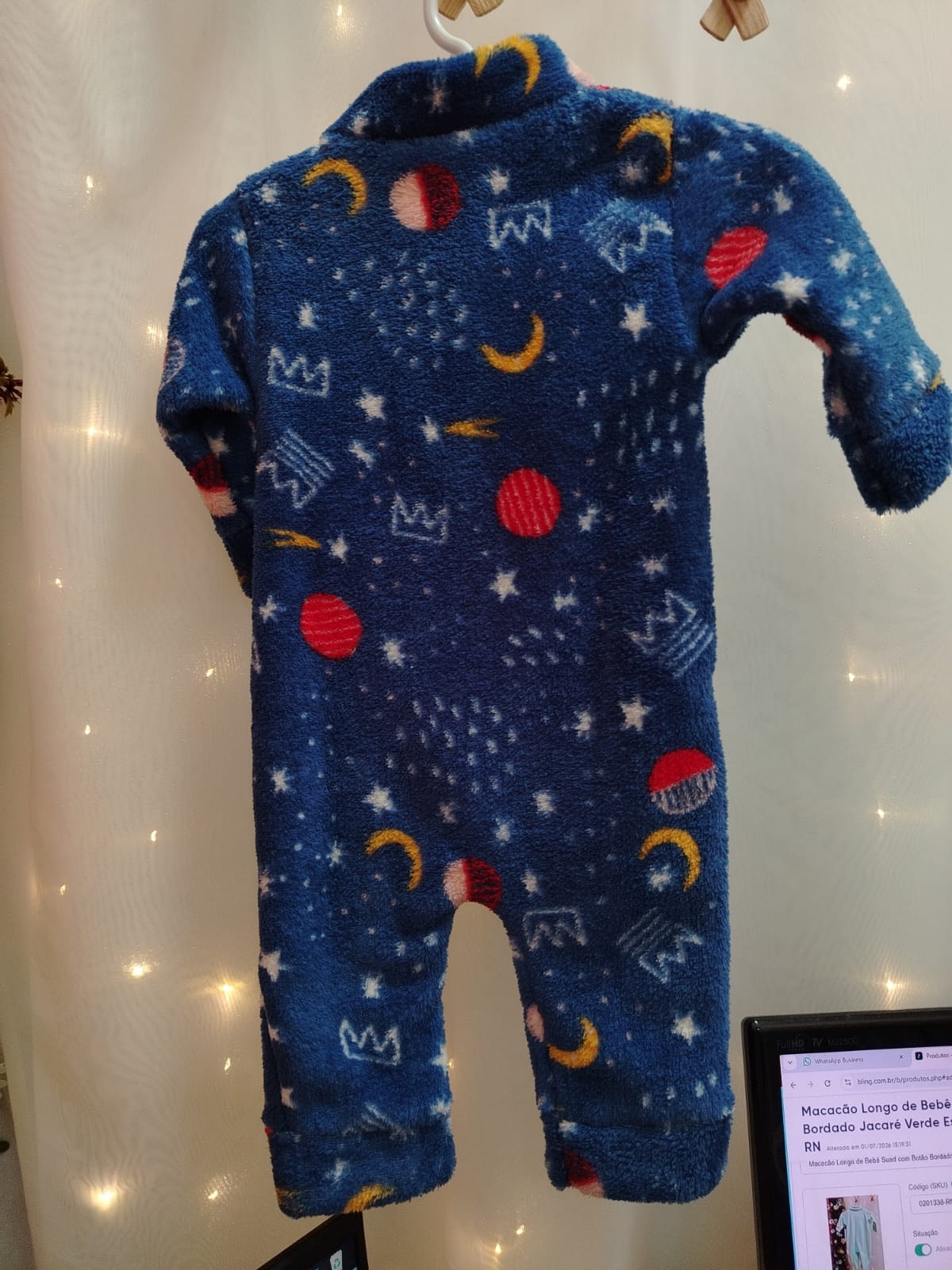 Macacão Fleece de Bebê Estampado Espaço Azul Jeito Inocente 2052 RN - Imagem 3