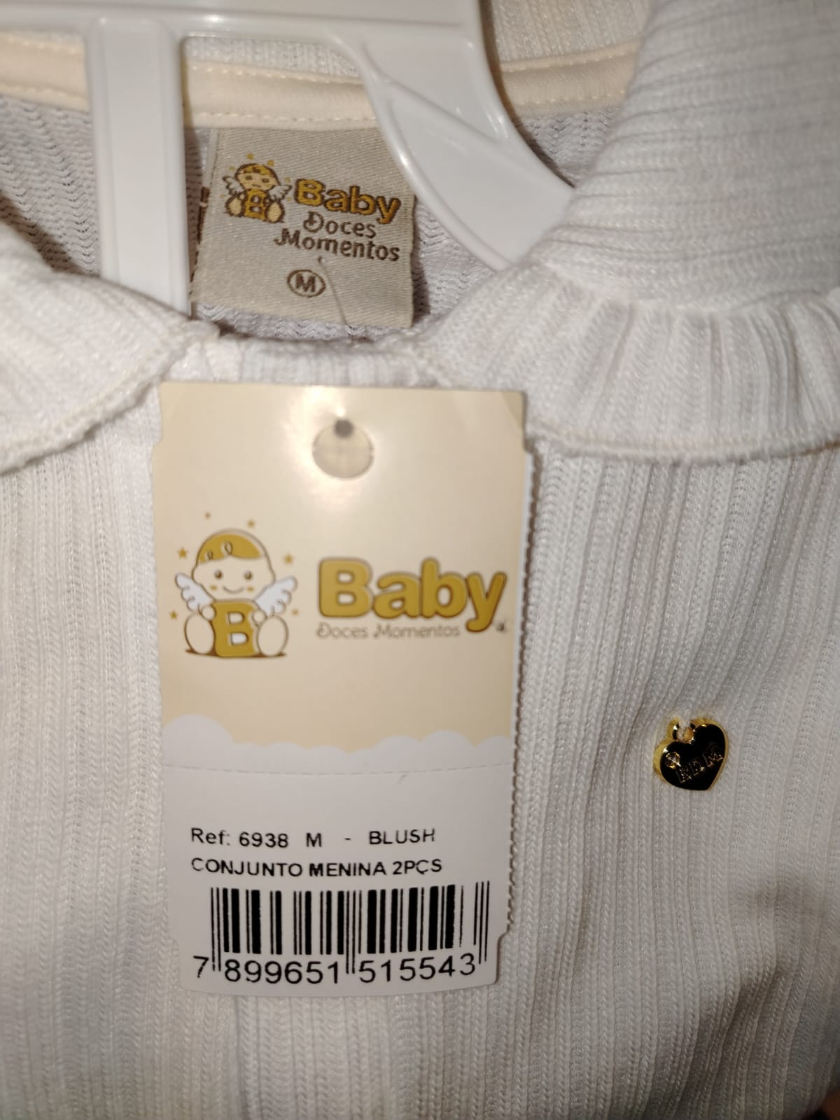 Conjunto Menina Blusa Off White Canelada com Short Blush Baby Doces Momentos Ref. 6938 Tam M - Imagem 4