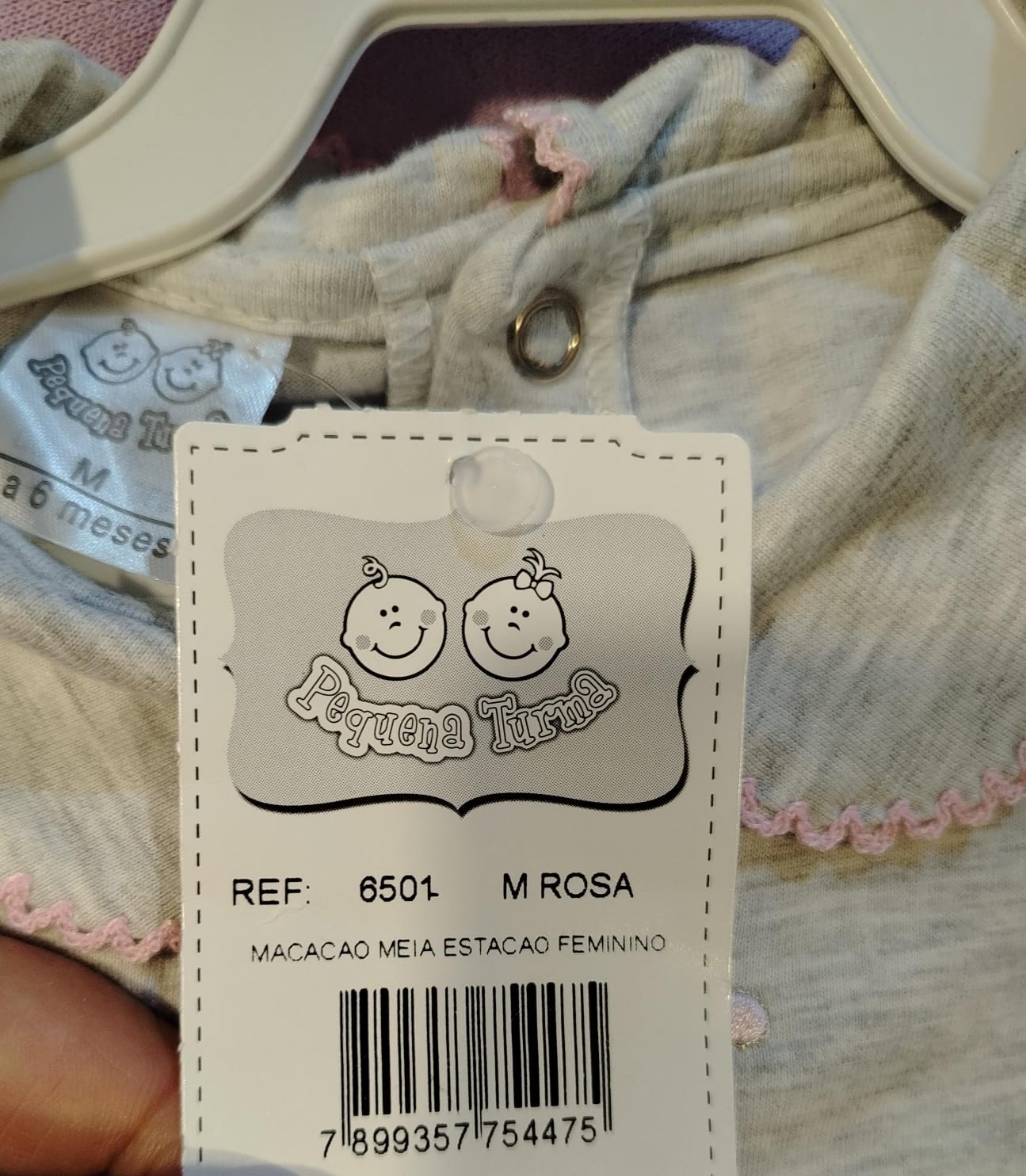 Macacão Meia Estação Feminino Ursinha Rosa Pequena Turma Ref. 6501 Tam M - Imagem 6