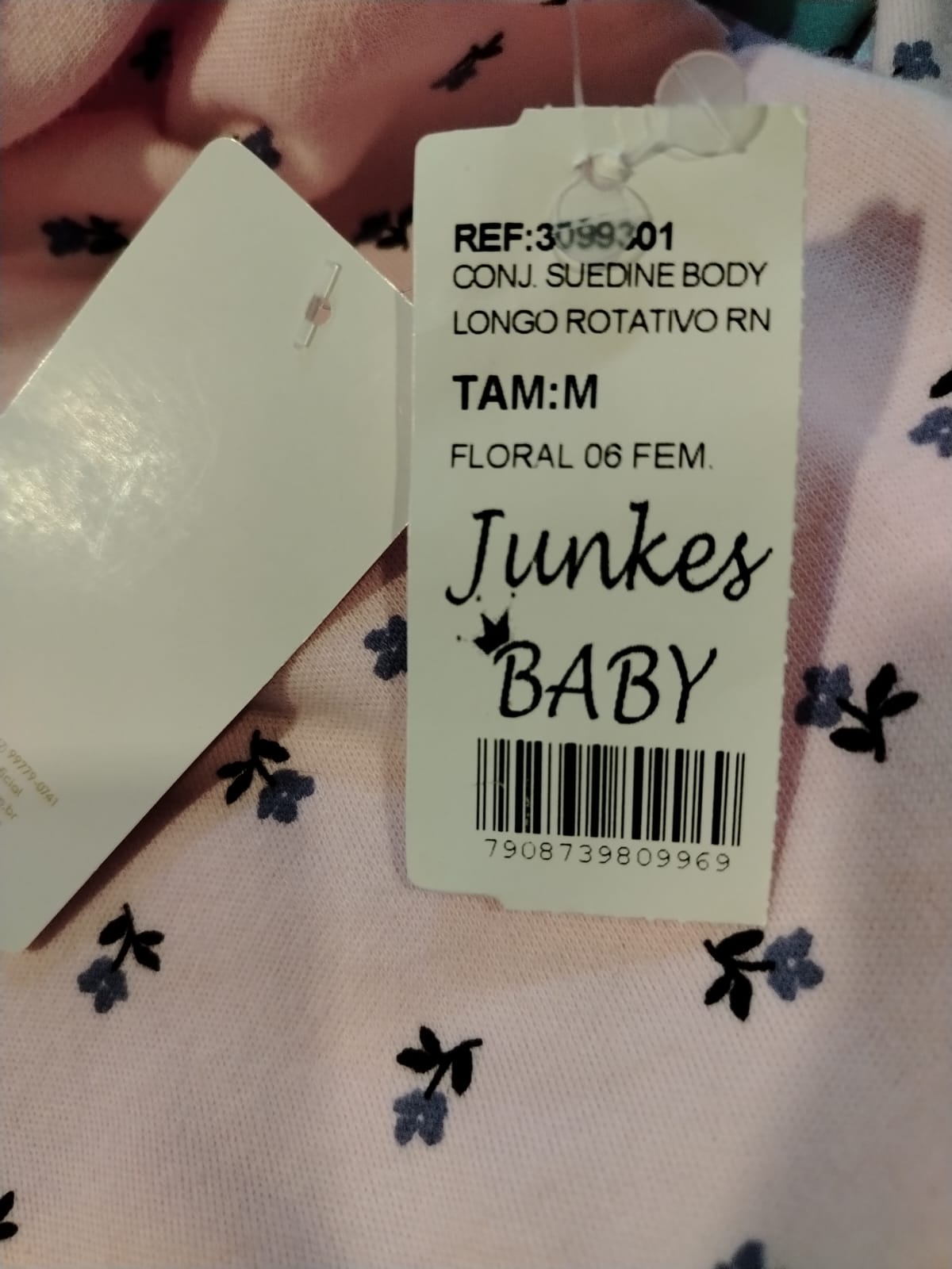 Conjunto Body Manga Longa Floral Rosa com Calça Junkes Baby Ref. 3099201 Tam M - Imagem 4