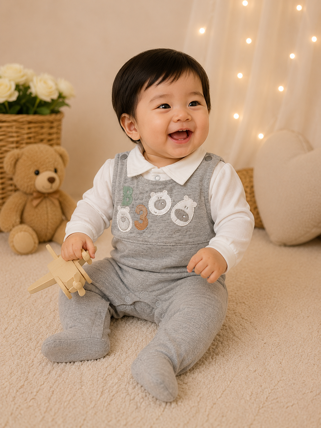 Macacão Bebê Bear 3 Cinza Amor Eterno é 7000 Tam P