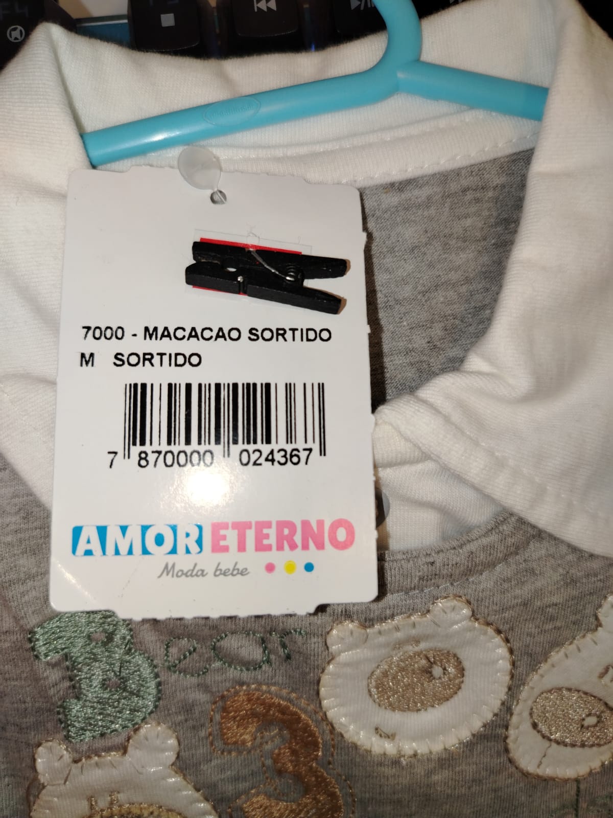 Macacão Bebê Bear 3 Cinza Amor Eterno é 7000 Tam P - Imagem 4