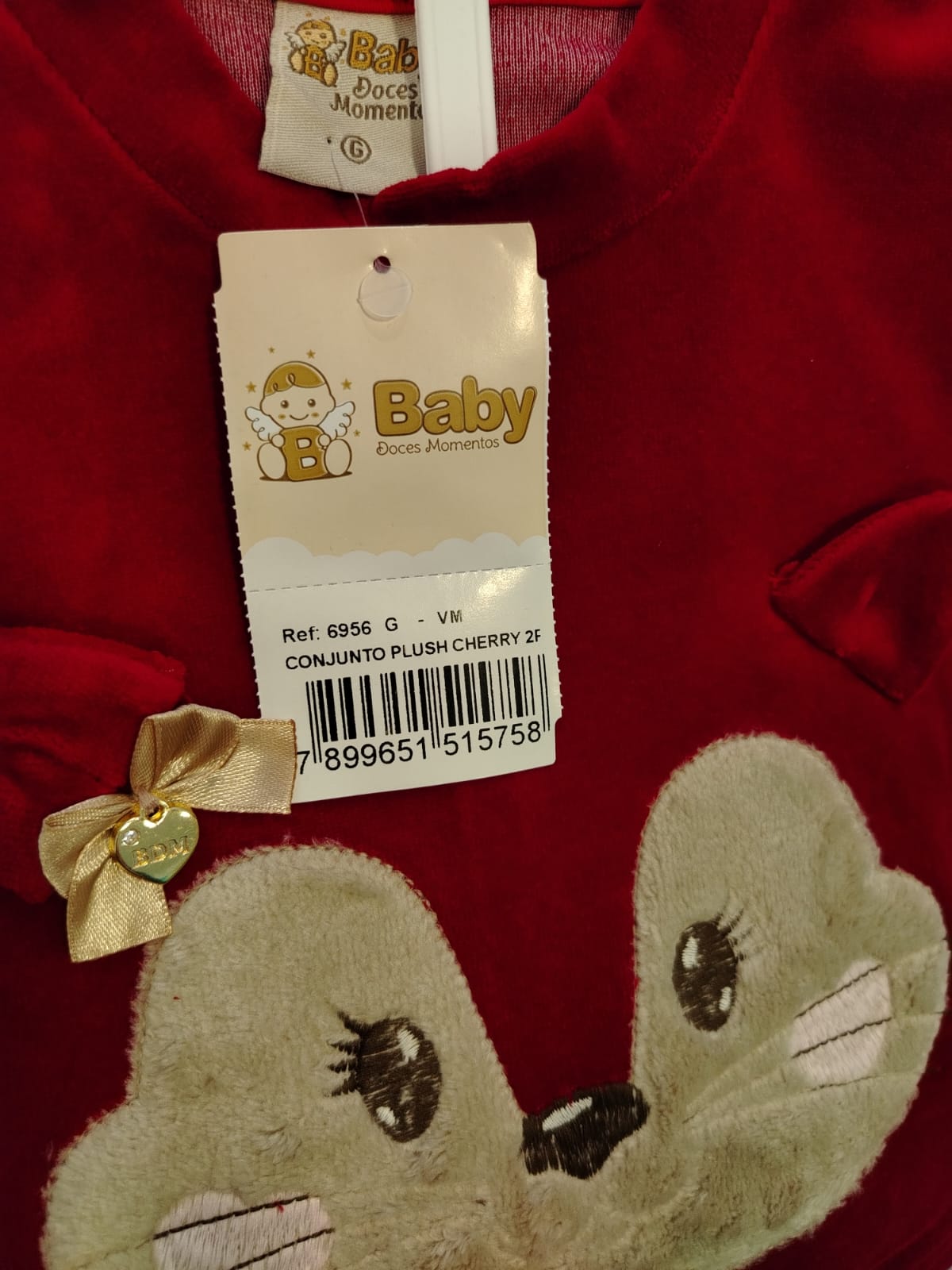 Conjunto Infantil Plush Cherry Vermelho Cereja Baby Doces Momentos Ref. 6956 Tam G - Imagem 5