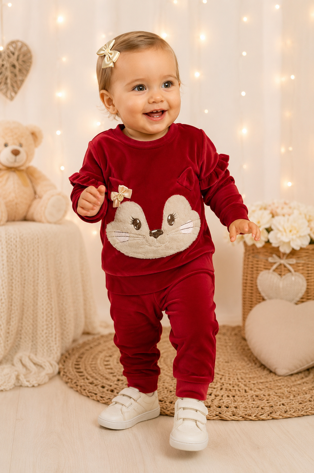 Conjunto Infantil Plush Cherry Vermelho Cereja Baby Doces Momentos Ref. 6956 Tam G