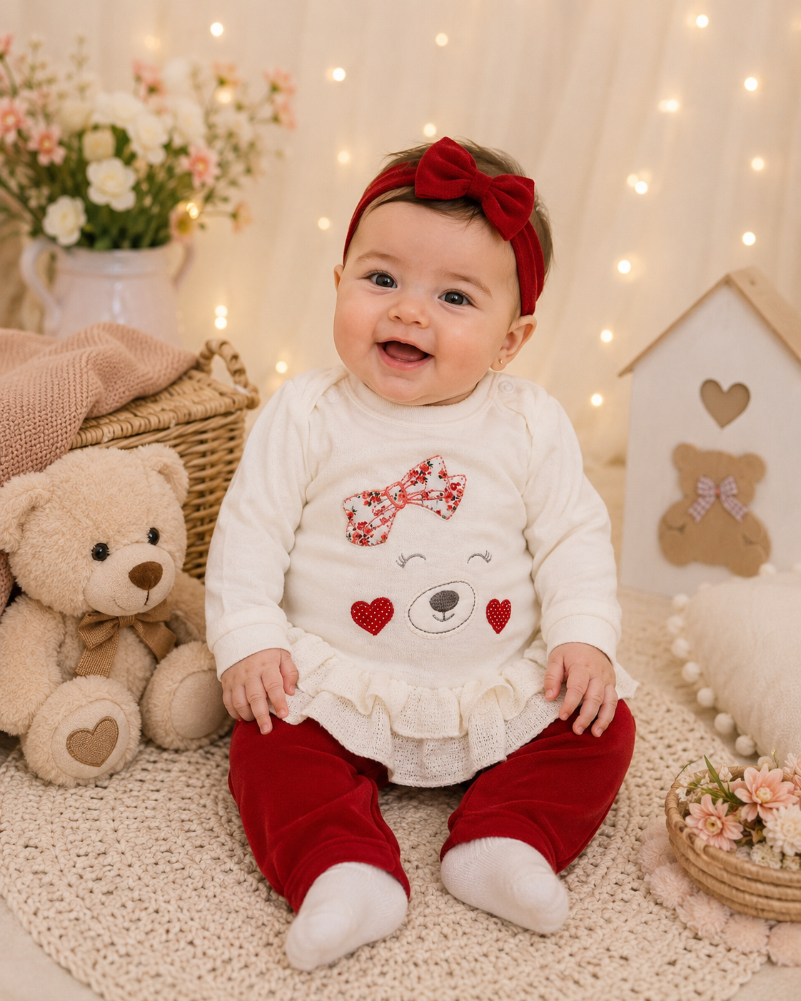 Conjunto Infantil Muleka Sapeka (Blusa Branca + Calça Vermelha) Ref. 3244 Tam P