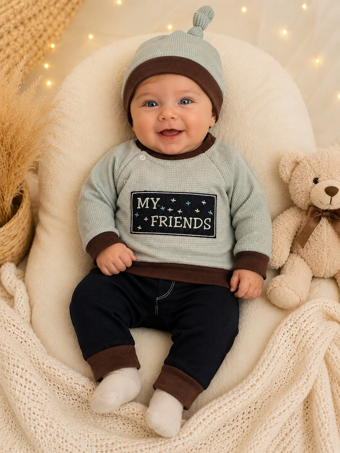Conjunto Infantil Muleka Sapeka (Blusa 'My Friends' + Calça) Ref. 2633 Tam M