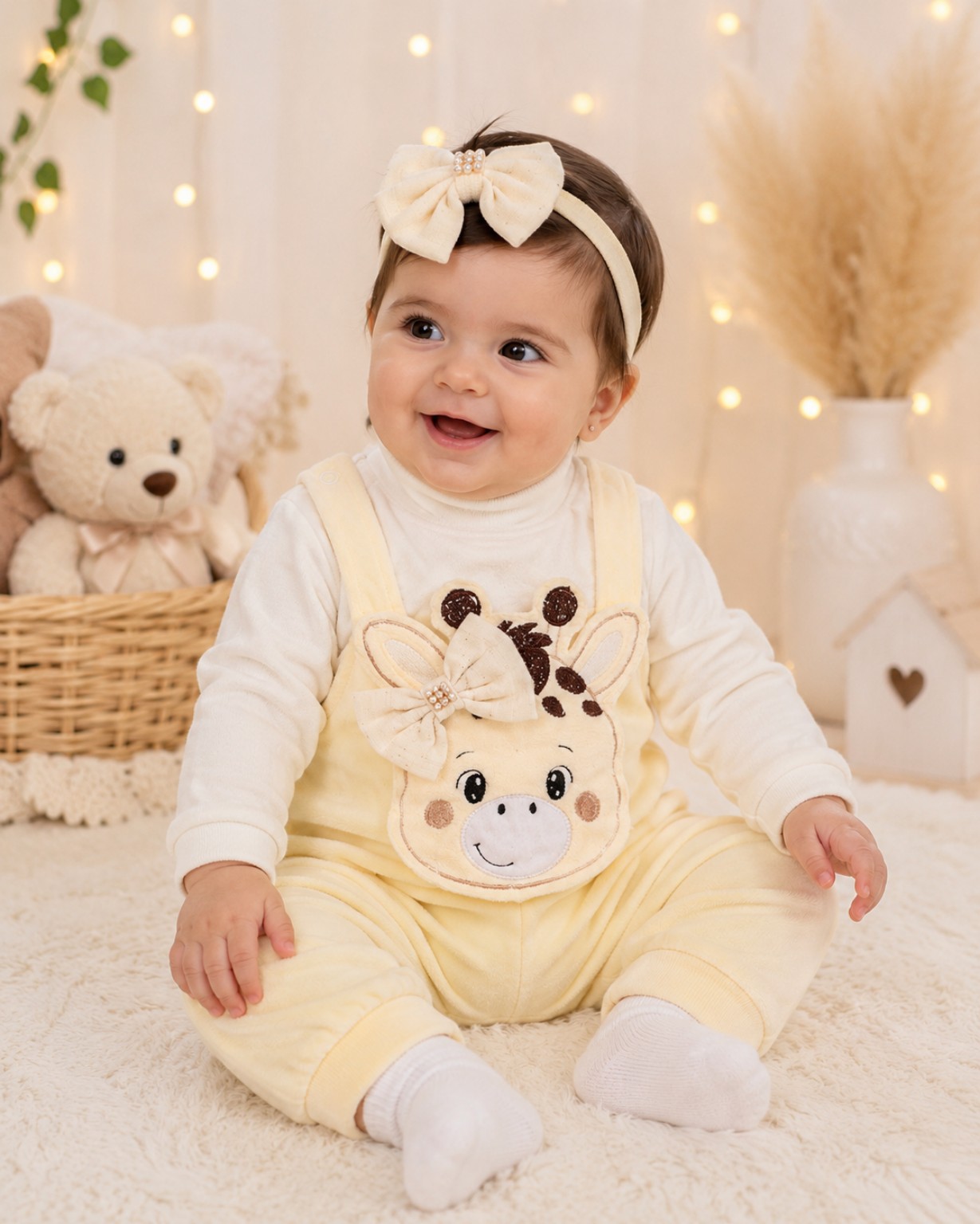 Macacão Infantil Flecce Girafa Manu Baby's Ref. 124 Tam M