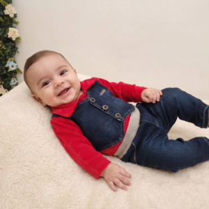 Conjunto Infantil Muleka Sapeka (Body c/ Colete + Calça Jeans) Ref. 3235 Tam P