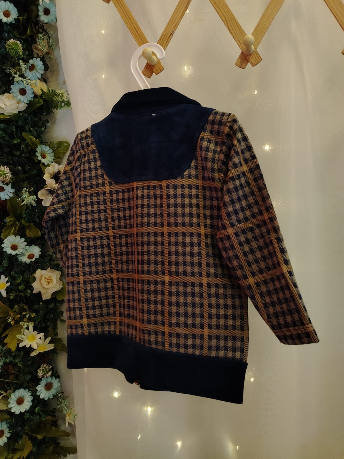 Casaco Jacquard My Boy Marinho e Mostarda Baby Doces Momentos Ref. 6901 Tam M - Imagem 3