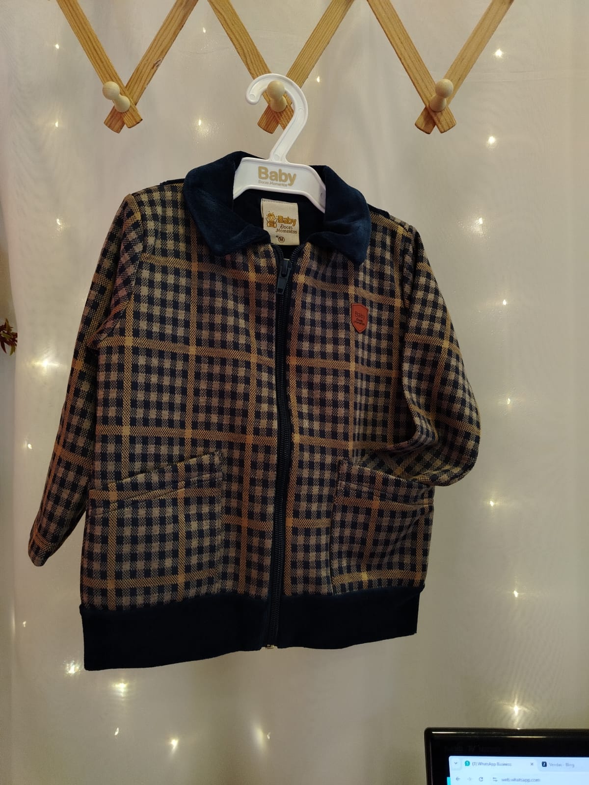 Casaco Jacquard My Boy Marinho e Mostarda Baby Doces Momentos Ref. 6901 Tam M - Imagem 2