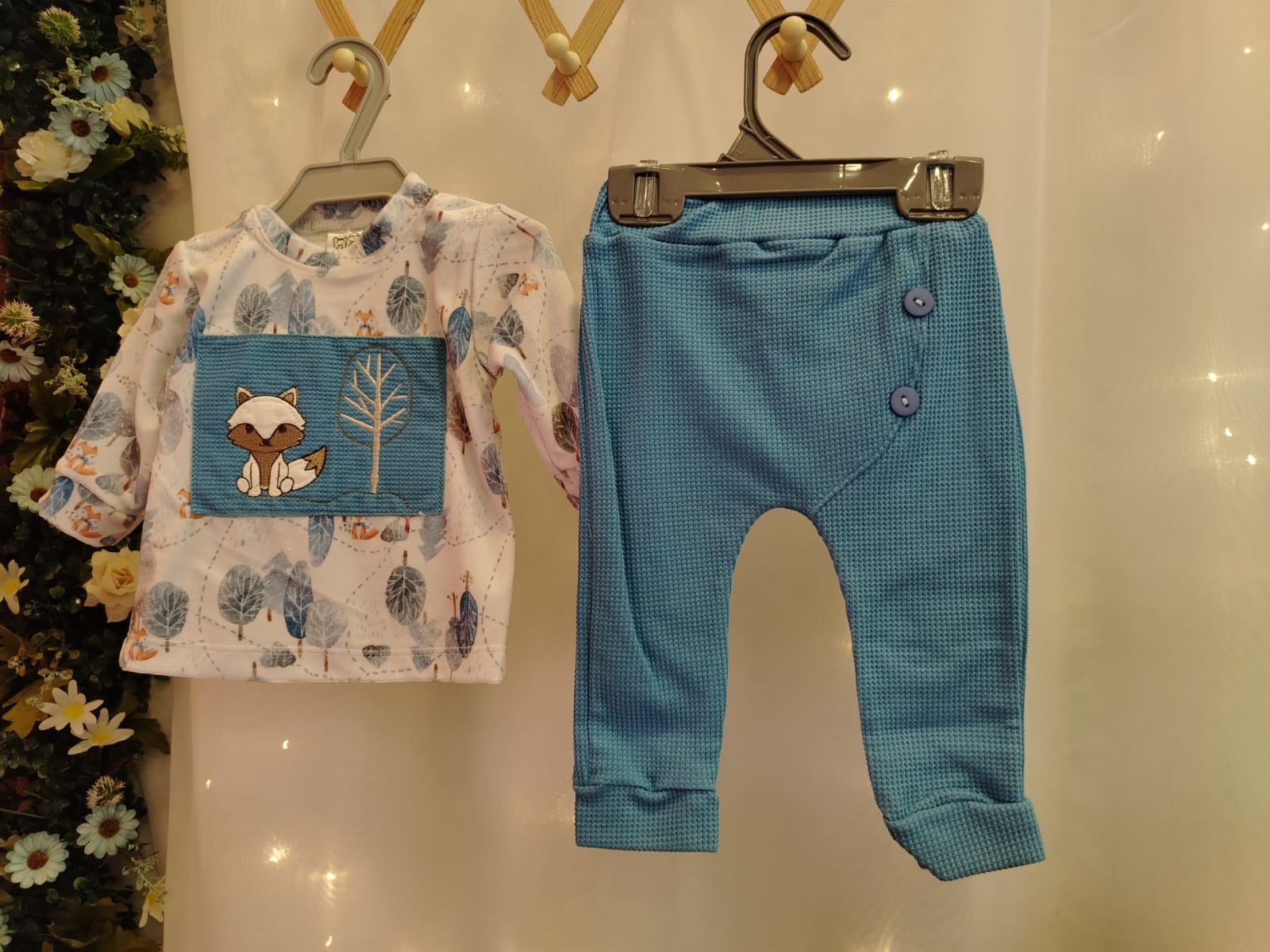 Conjunto bebê Muleka Sapeka (Blusa Raposinha + Calça Azul) Ref. 2846 Tam P - Imagem 2