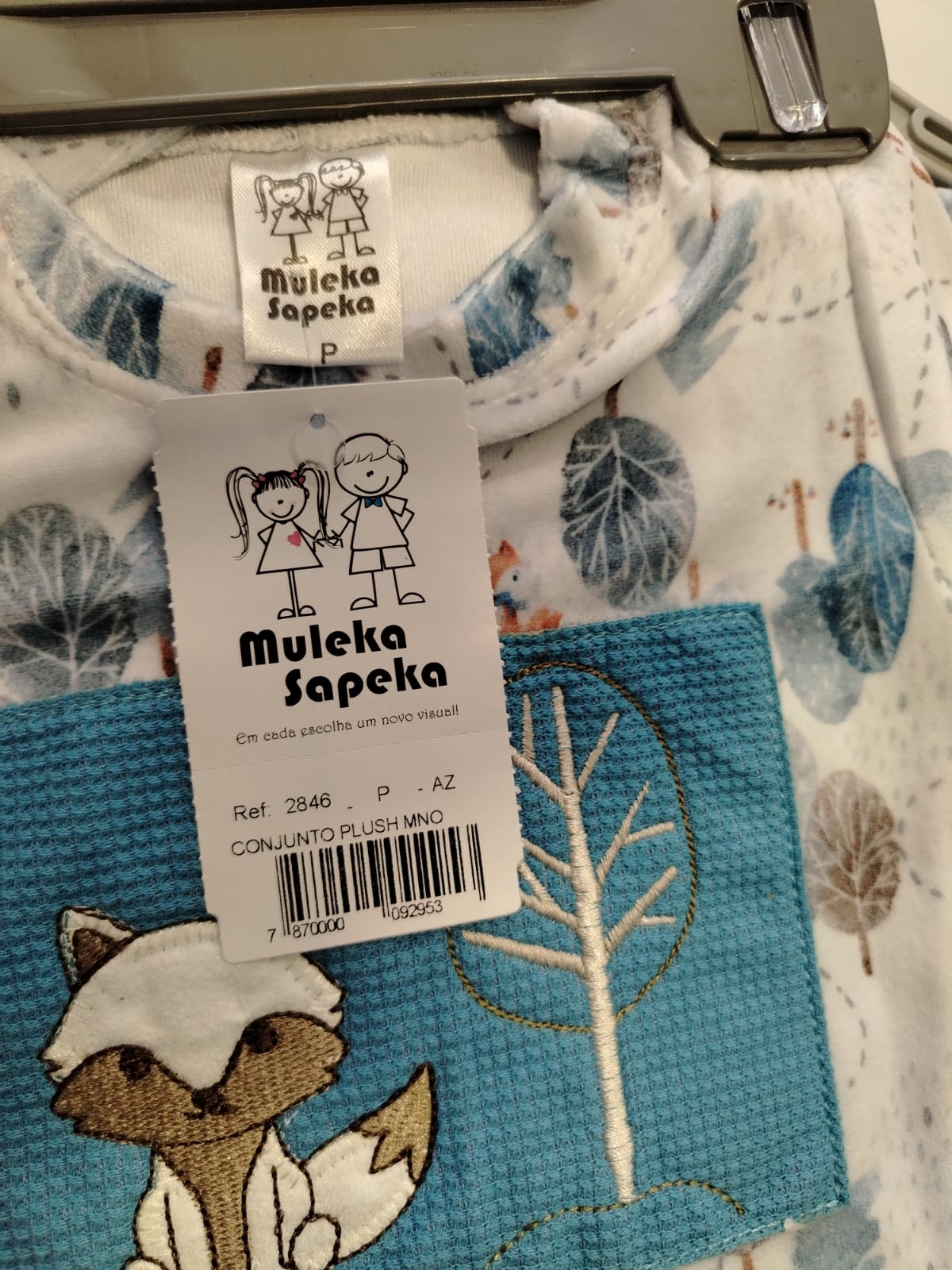 Conjunto bebê Muleka Sapeka (Blusa Raposinha + Calça Azul) Ref. 2846 Tam P - Imagem 5