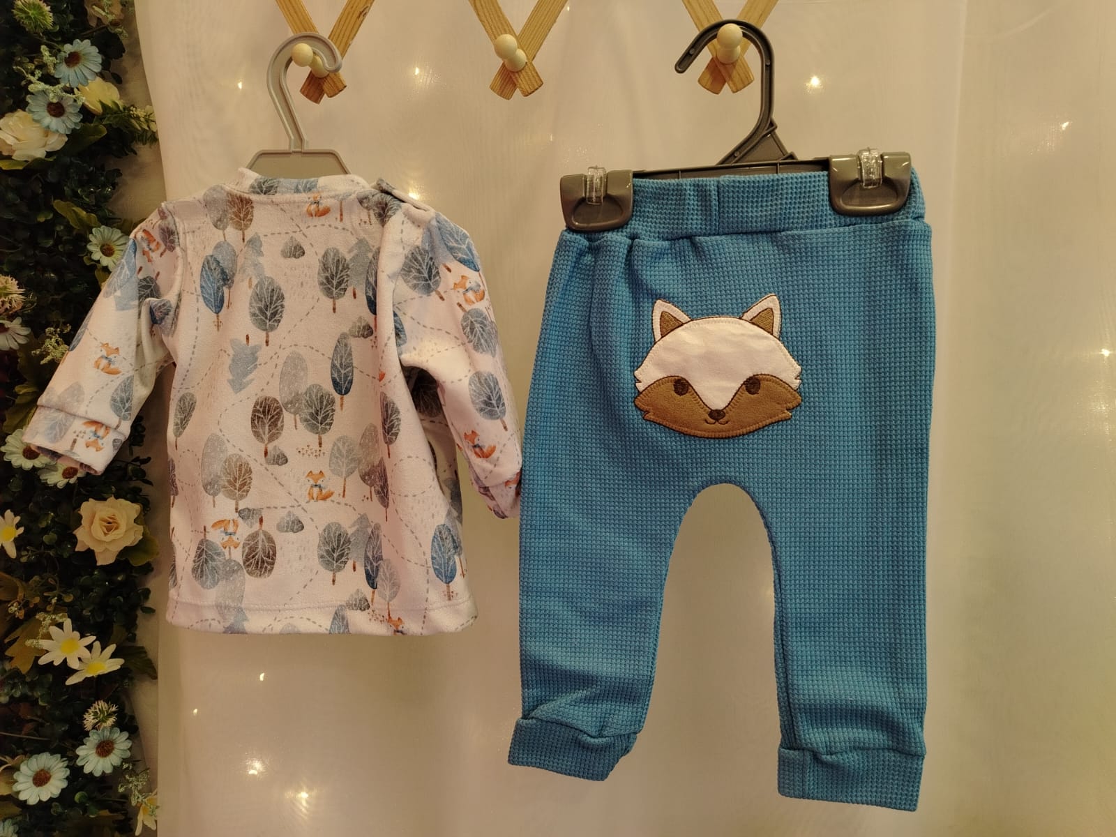 Conjunto bebê Muleka Sapeka (Blusa Raposinha + Calça Azul) Ref. 2846 Tam P - Imagem 3