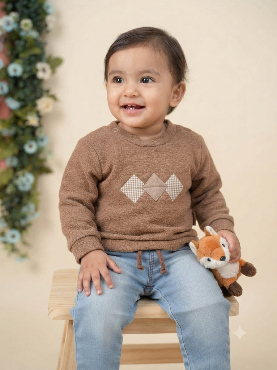 Conjunto bebê Microsoft e Jeans Fox Caqui Baby Doces Momentos Ref. 6918 Tam P