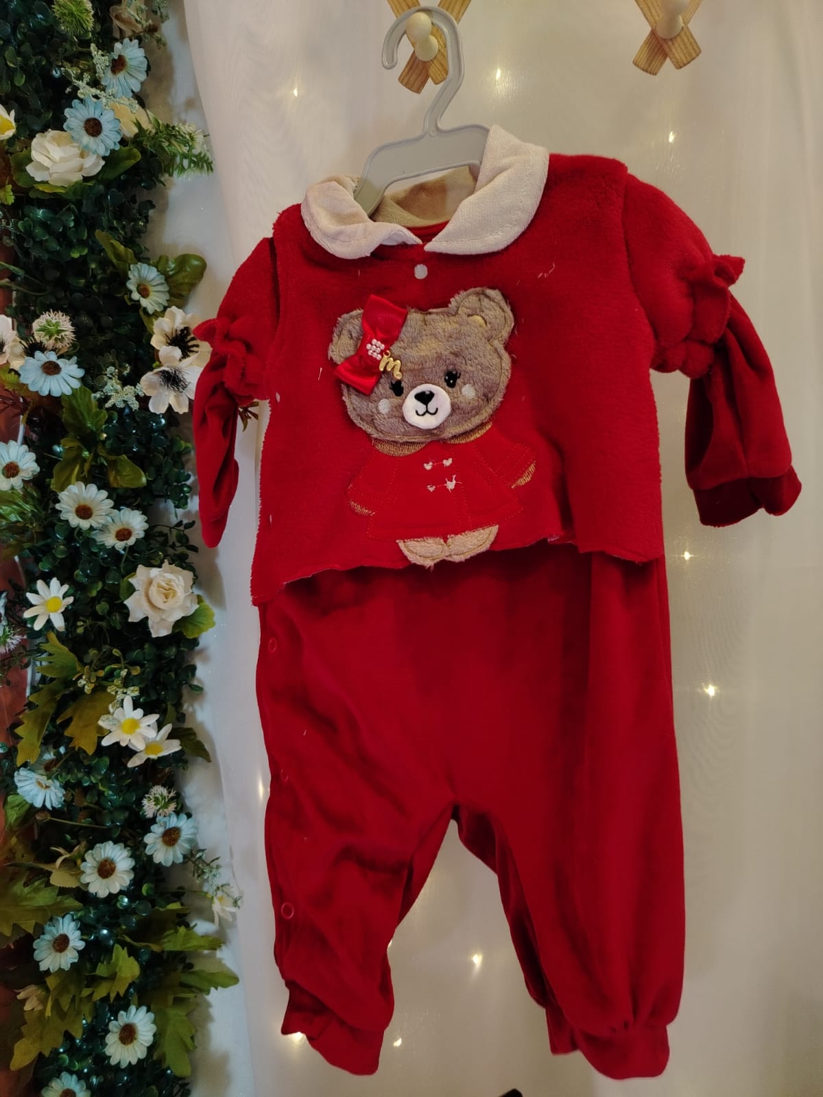 Macacão Infantil Plush Ursa vermelho Manu Baby's Ref. 188 Tam M - Imagem 2