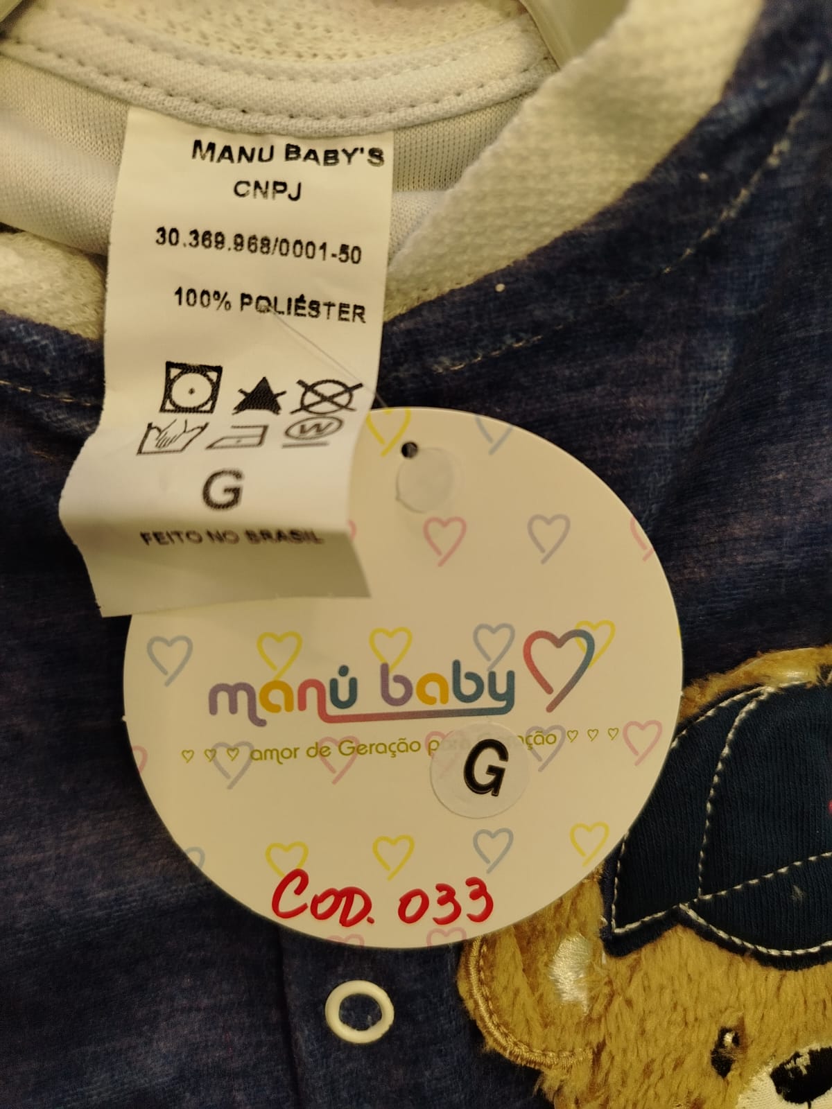 Macacão bebê Plush Urso com Boné Manu Baby's Ref. 033 Tam G - Imagem 5