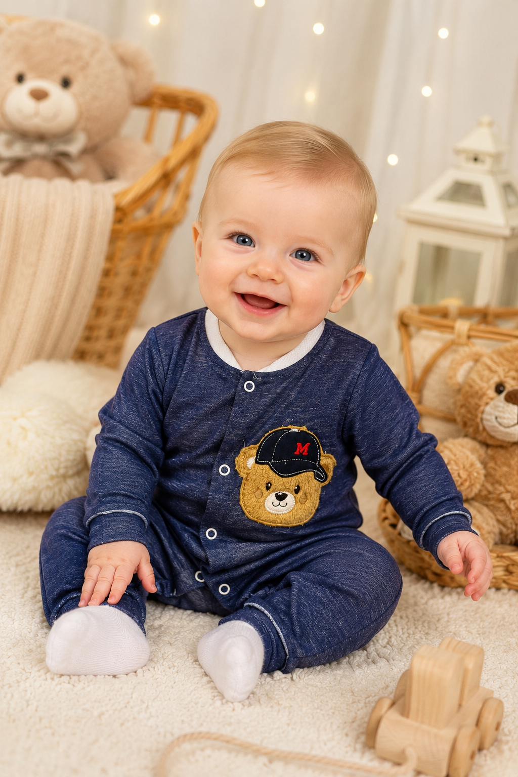 Macacão bebê Plush Urso com Boné Manu Baby's Ref. 033 Tam G