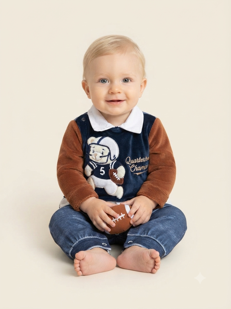 Macacão bebê Plush Sport 'Quarterback Champ' Manu Baby's Ref. 180 Tam M