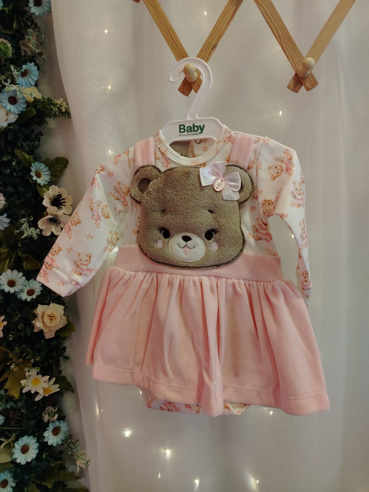 Body Bebê Ursinha Pelúcia Rosa Baby Doces Momentos Ref. 6983 Tam P - Imagem 2
