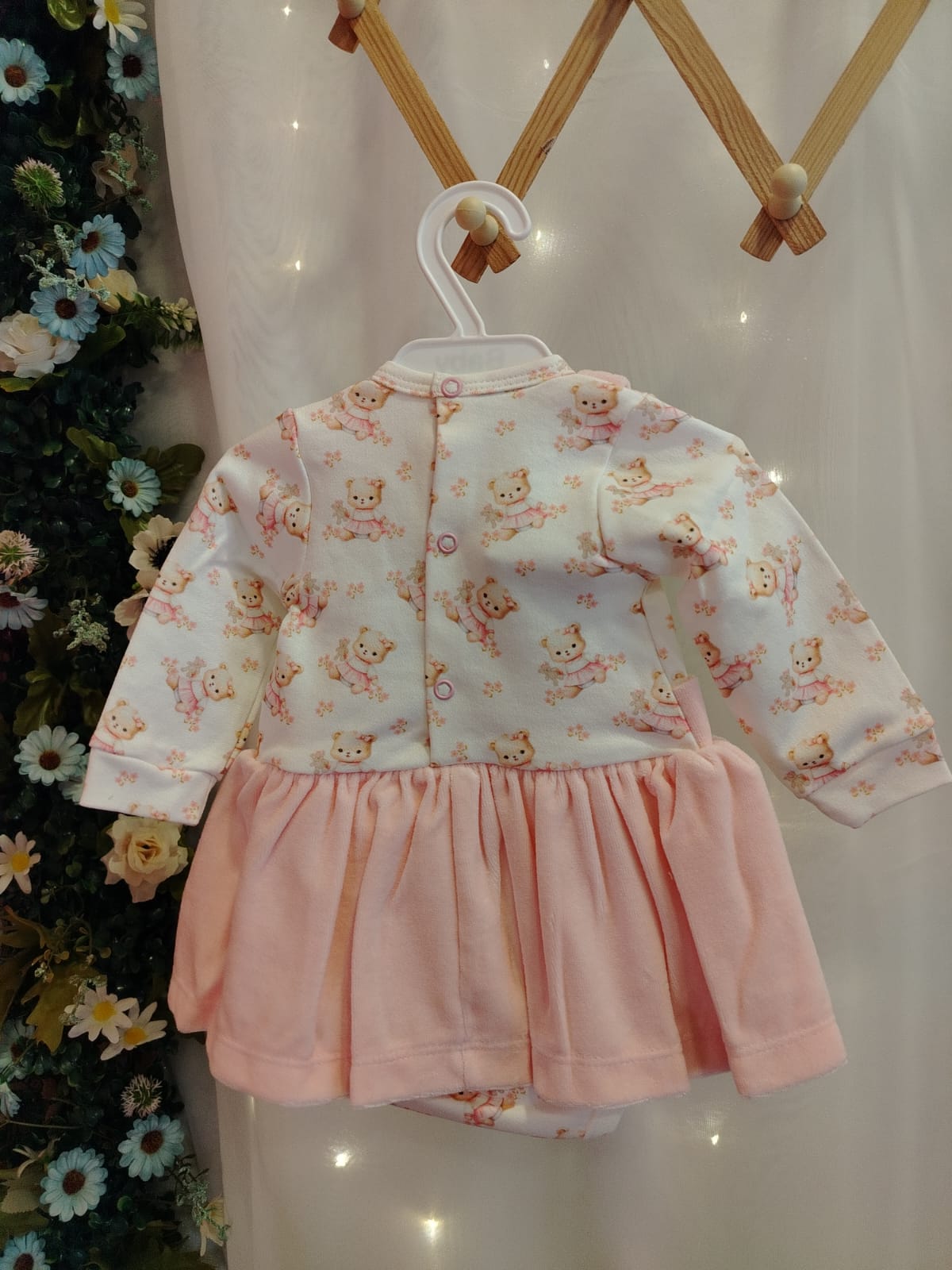 Body Bebê Ursinha Pelúcia Rosa Baby Doces Momentos Ref. 6983 Tam P - Imagem 5