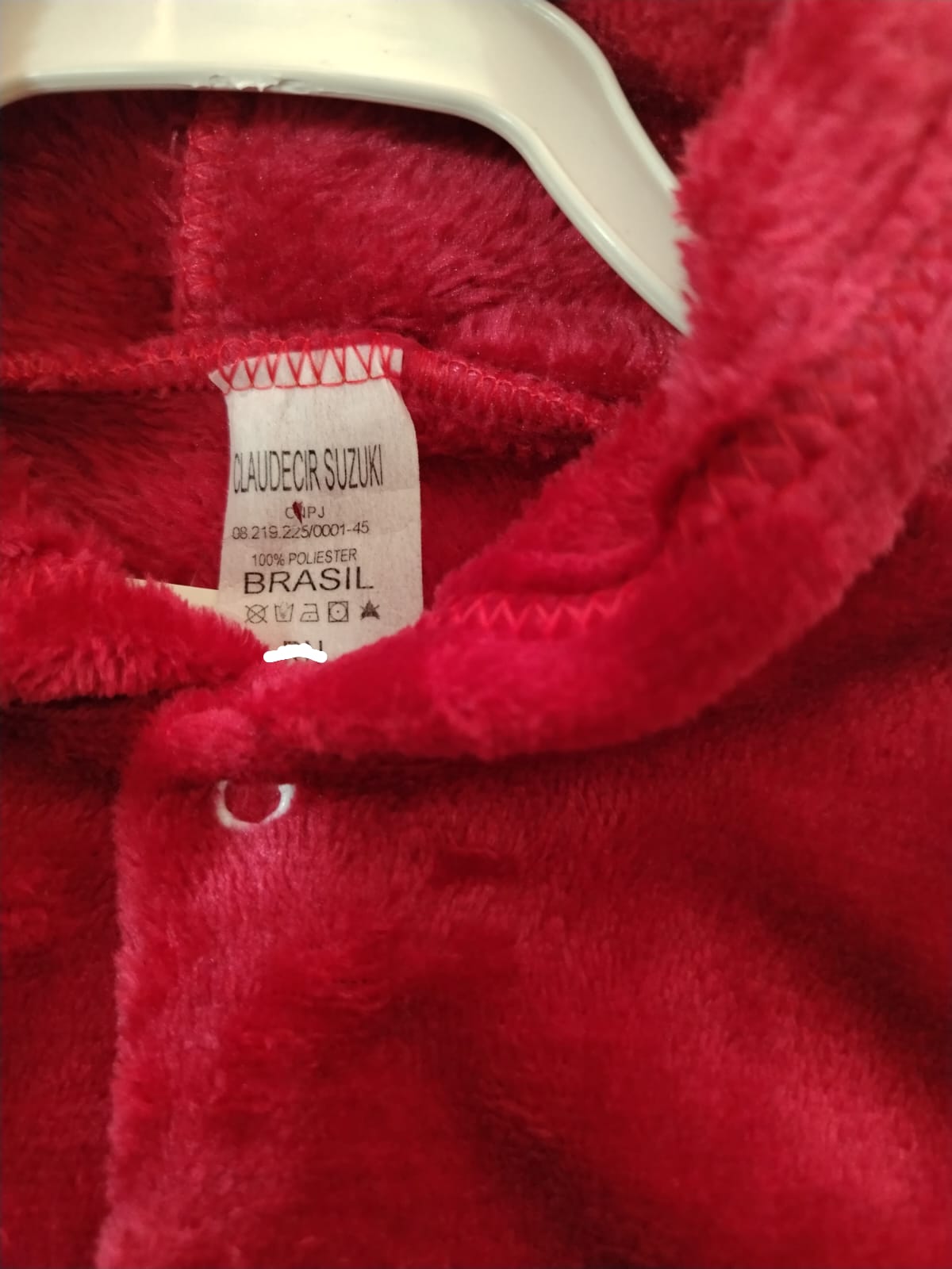 Macacão Plush Bebê com Capuz Cor:Vermelho;Tamanho:M ( pode ter variação de tonalidades) - Imagem 4