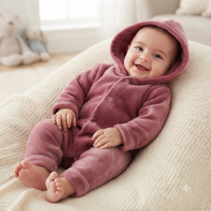 Macacão Infantil Plush com Capuz Rosa 039 Tamanho M