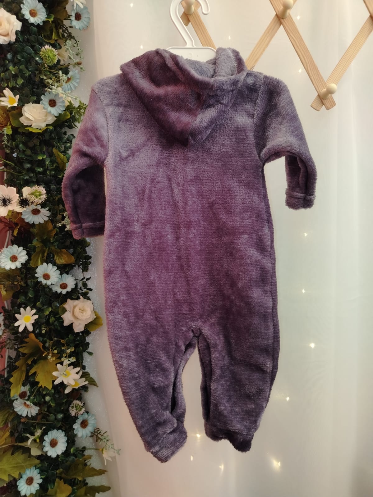 Macacão Infantil Plush com Capuz Roxo 038 Tamanho M - Imagem 3
