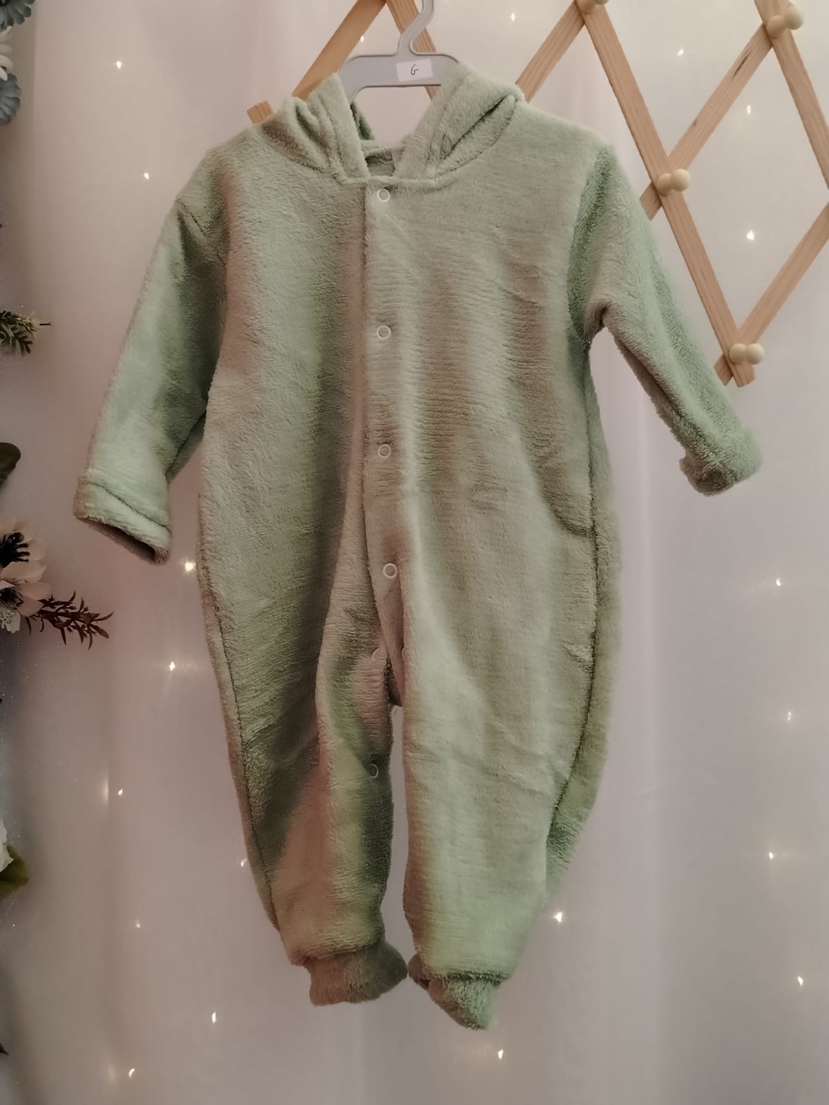 Macacão Infantil Plush com Capuz Verde 036 Tamanho G - Imagem 2